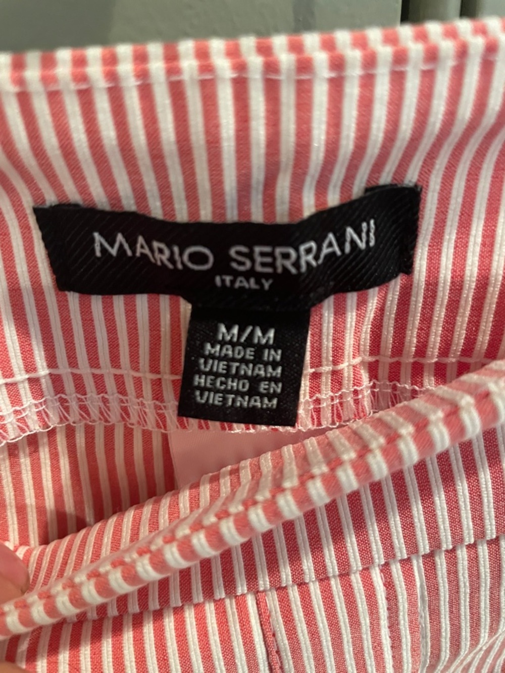 Mario Serrani Red White Coastal  Nautical Stripe Capri Pants Stretch- Medium - Picture 4 of 6